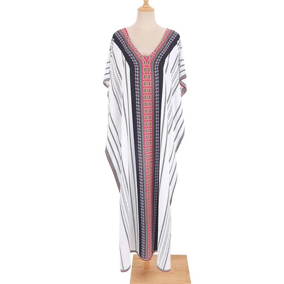 Bohemian Kaftan Kimono, Printed Kaftan , Boho Clothing, Beach Cover-Up - Picture 4 of 5